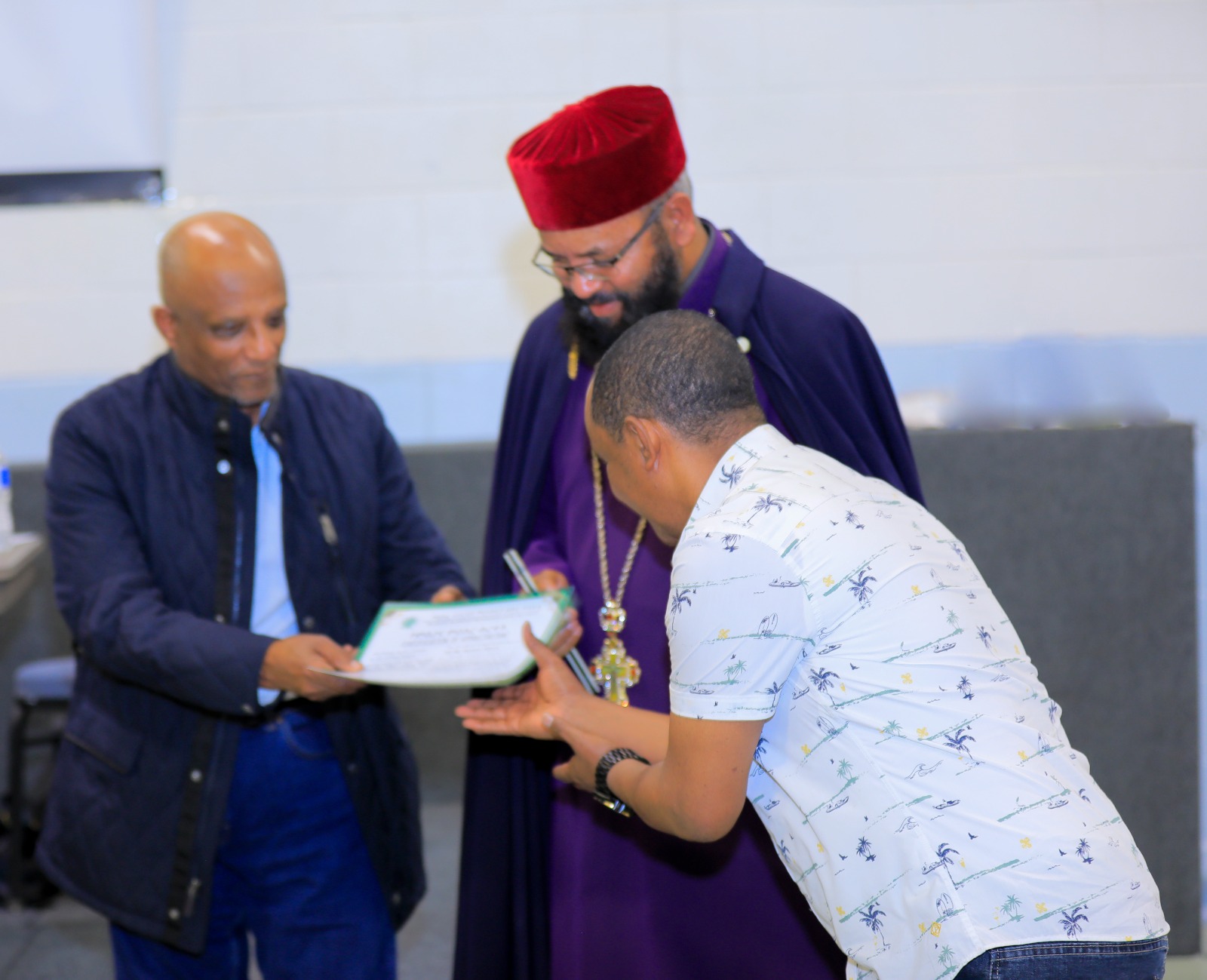 Presenting a certificate of appreciation to a member