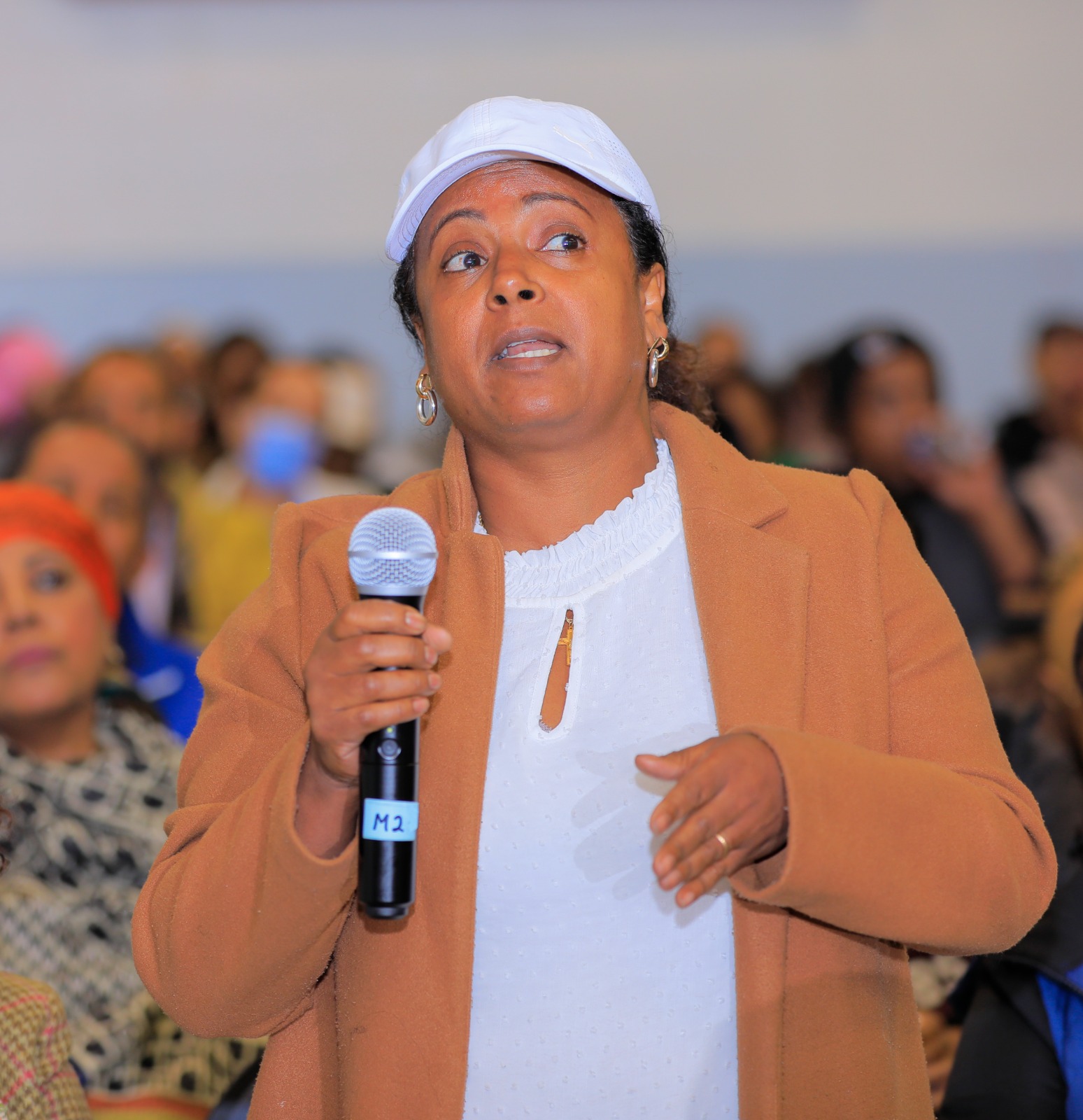 An attendee shares her thoughts with the committee